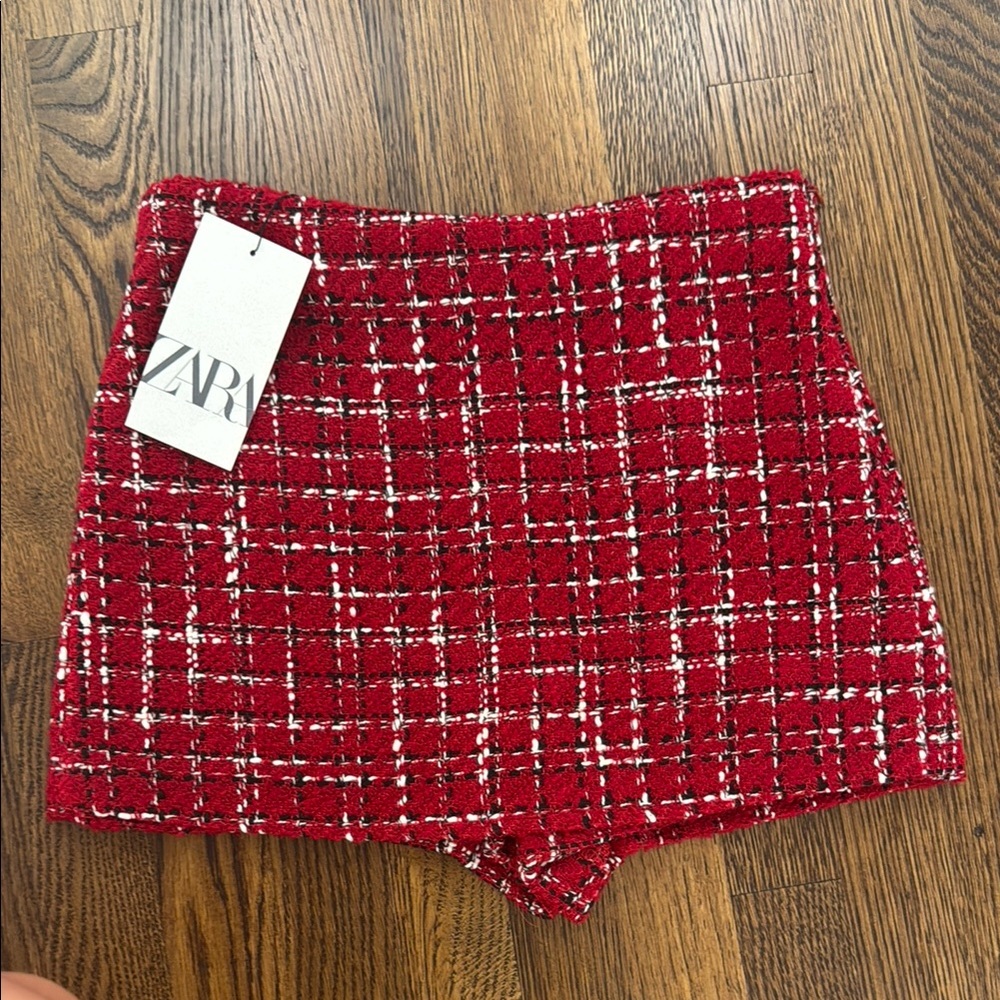 Zara Red Tweed Skort